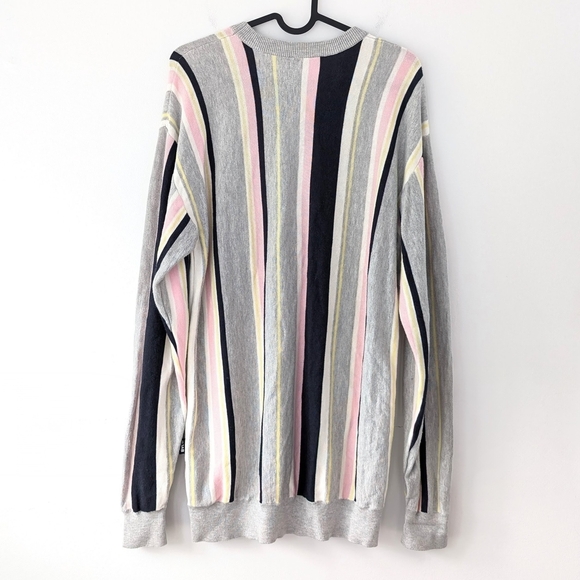 Djab By Simons Striped Knit Sweater with 'Off Duty' Embroidery ~ Size Medium - Picture 6 of 9